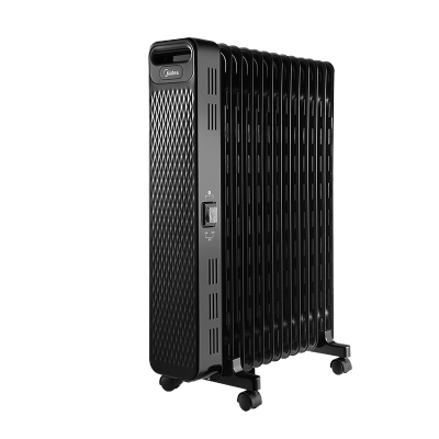 美的(Midea)油汀取暖器 家用立式电暖器卧室干衣电暖气片13片加宽全屋升温速热油酊油丁取暖电器 HYW22NA曜石黑