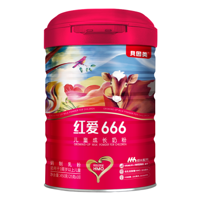 贝因美红爱666儿童成长奶粉450克添加HMO含乳铁蛋白钙莫例外铁定出色