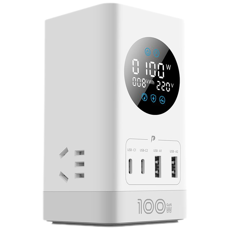 公牛(bull)ML1103全长1.5米100W糯米白氮化镓插座智能快充立式插排电源转换器排插桌面充电站