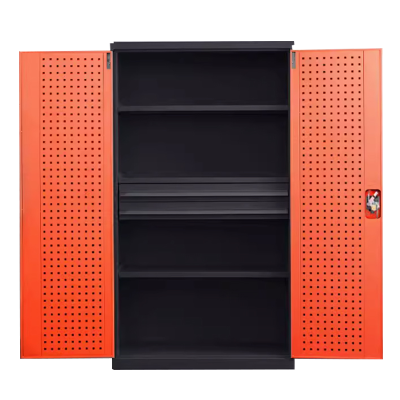 正斌重型工具柜车间用加厚物件工具储物柜工厂铁皮柜汽修厂零件收纳柜橘色四层二抽带挂板