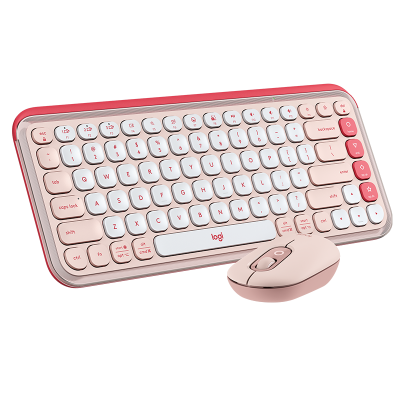 罗技(Logitech)POP ICON COMBO键鼠套装 无线键鼠套装 双模连接 自定义按键 三台设备配对 粉色