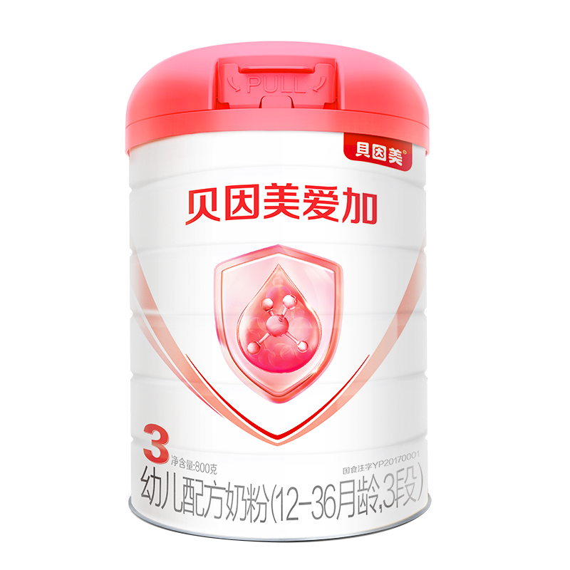 贝因美爱加幼儿配方奶粉(12-36月龄,3段)800克含乳铁蛋白