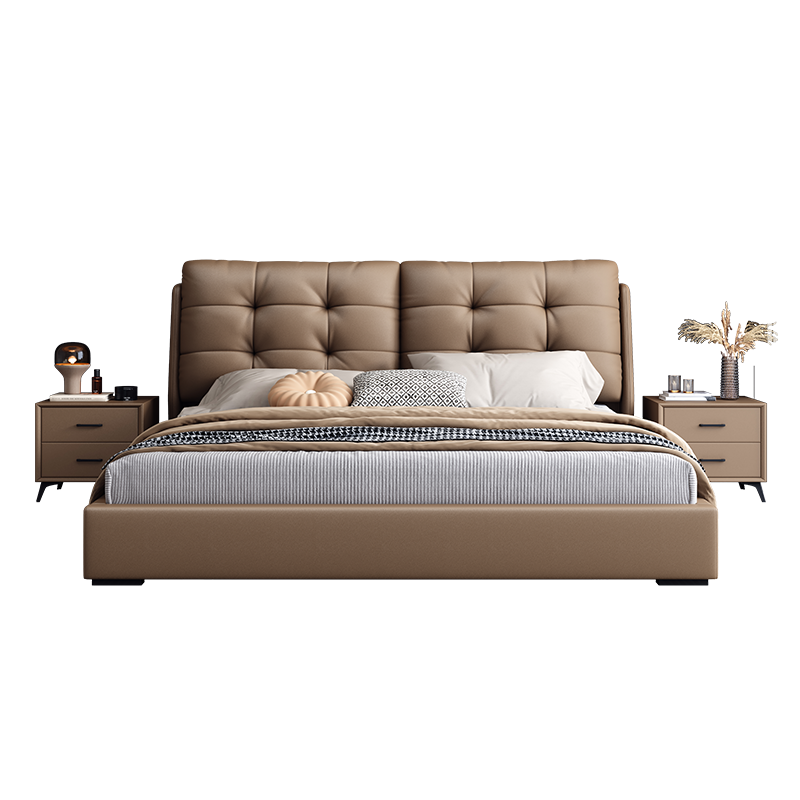景山百岁 现代简约皮床主卧双人床简约1.5米1.8米储物软包床卧室家具6605#