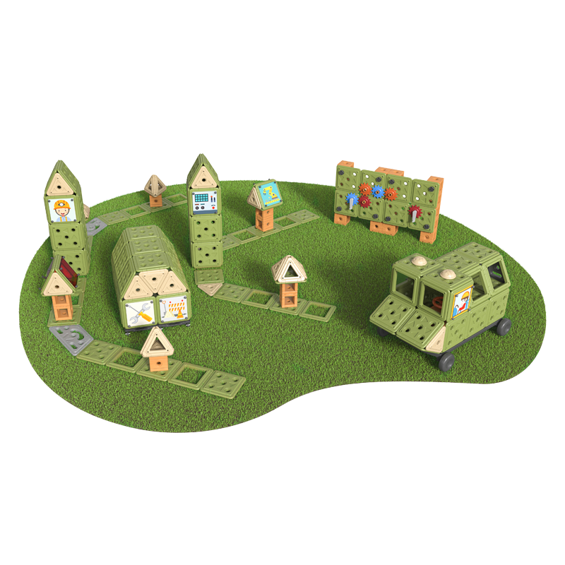 华森葳儿童成套家具 户外洞洞吸吸积木组-工程进阶包