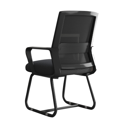 正斌办公椅子电脑椅舒适久坐家用办公室职员会议工位座椅靠背升降转椅[弓形脚]黑框 黑网(宽厚腰拖)