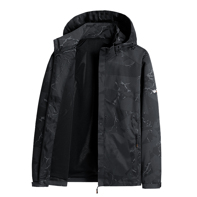 伊夫狼爪(YIFULANGZHUA)迷彩冲锋衣外套男士秋冬季加厚可拆卸连帽防风夹克登山服