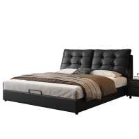 景山百岁 现代简约皮床主卧双人床简约1.5米1.8米储物软包床卧室家具