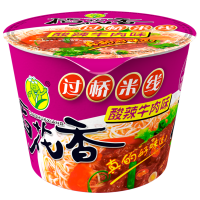 稻花香方便米线米粉方便粉丝酸辣牛肉非油炸方便面整箱泡面6桶装