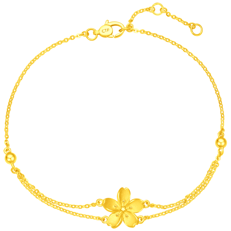 周大福 小桃花黄金手链 足金黄金手链(工费:220计价)EOF1036