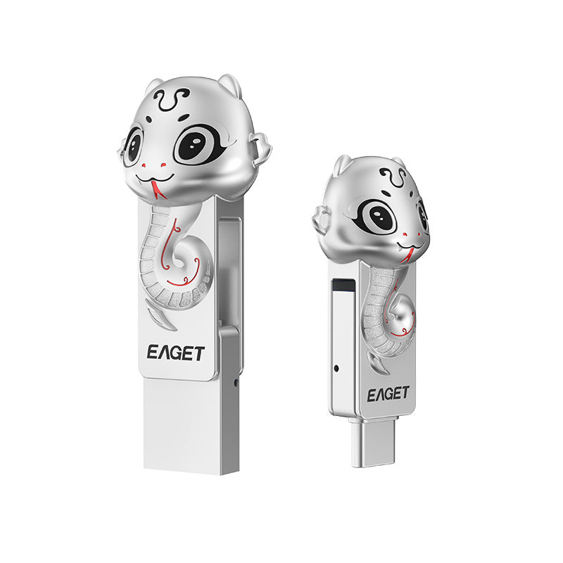 忆捷(Eaget) USB3.2+Type-c双接口U盘 HT18-32G 蛇年生肖U盘高速全金属防水防震 办公礼物