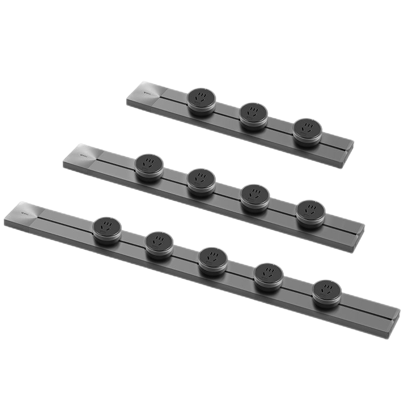 公牛桌面内嵌轨道插座GB1[明装]灰色75cm+4个五孔+20W快充 嵌入式暗装家用无线电力导轨滑动可移动插排