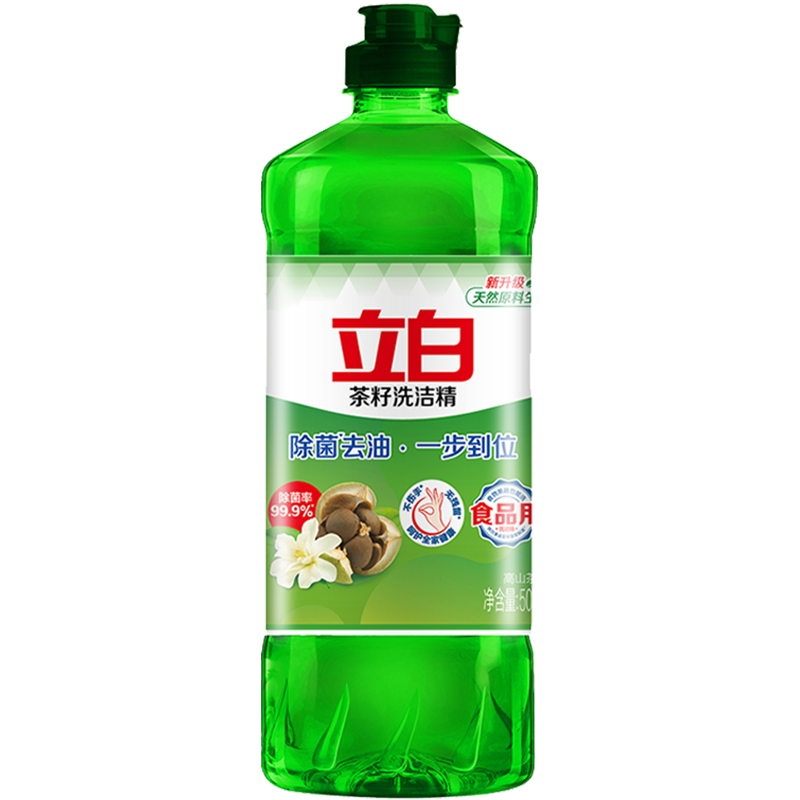立白洗洁精除菌去渍洗碗果蔬可洗清新去油茶籽洗洁精500g*1瓶