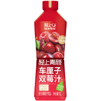 轻上轻简每刻青颜车厘子双莓汁0蔗糖添加果汁饮品1L*2瓶