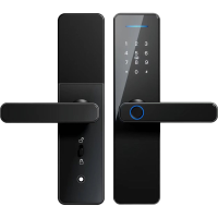 外销wifi室内门锁涂鸦通通app一握开带指纹密码卡片钥匙智能门锁50*72黑色