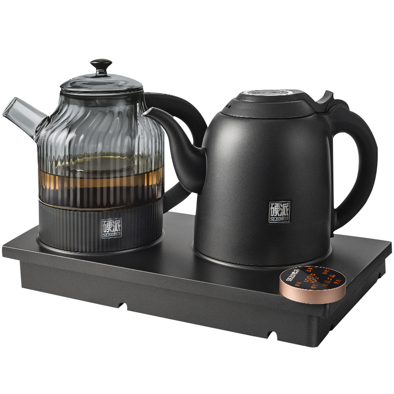 新功自动上水电热水壶烧水壶茶具套装电茶壶上水茶盘电茶炉 G52双壶上水 1L