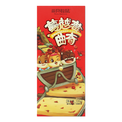 三只松鼠蔓越莓曲奇饼干休闲零食即食小吃蔓越莓曲奇饼100g*2盒
