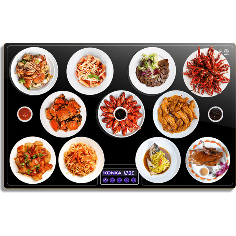 康佳(KONKA)暖菜板热菜板保温板家用加长方形热饭菜冬季电加热餐桌垫_火锅圆80cm大理石纹电动旋转手动旋转送双锅