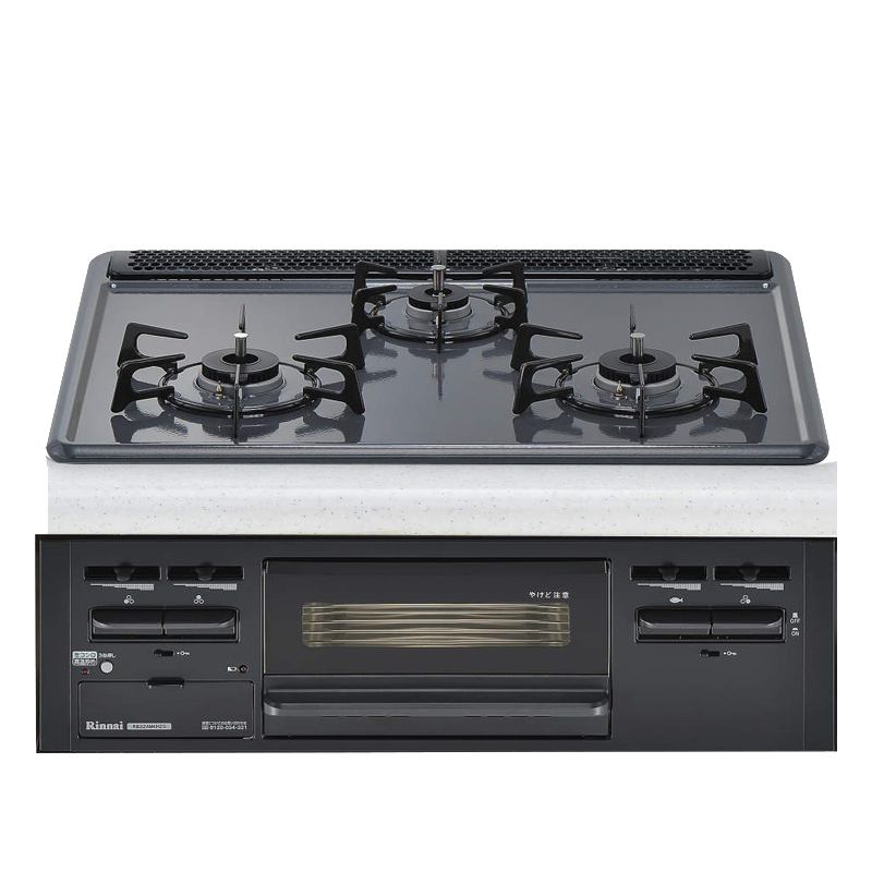 日本原装进口 RINNAI林内 嵌入式烤箱灶 METAL系列三眼灶高配黑色RS31W36H2RBW-LPG燃气灶