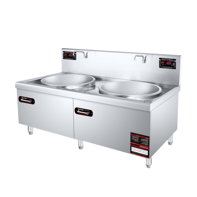 lecon/乐创 商用电磁炉大锅灶大功率20KW 饭店厨房食堂炒炉电灶台 380V/25KW 100CM*2