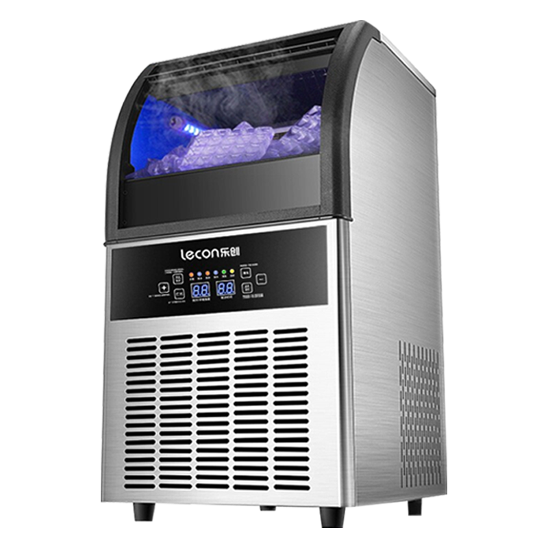 乐创(lecon)100KG大箱体制冰机商用制冰机冰块机奶茶店家用小型迷你全自动大型方冰机15分钟出冰510W