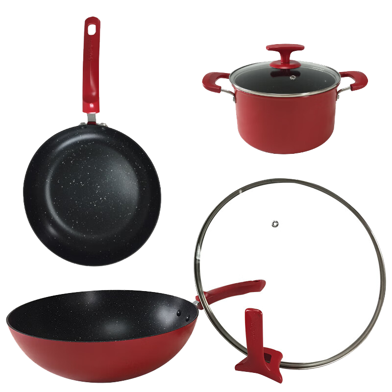 苏泊尔(SUPOR)锅具套装不粘炒锅煎锅平底锅汤锅三件厨具套装家用燃气电磁炉通用 星星石不粘TP2013Q- 3件套