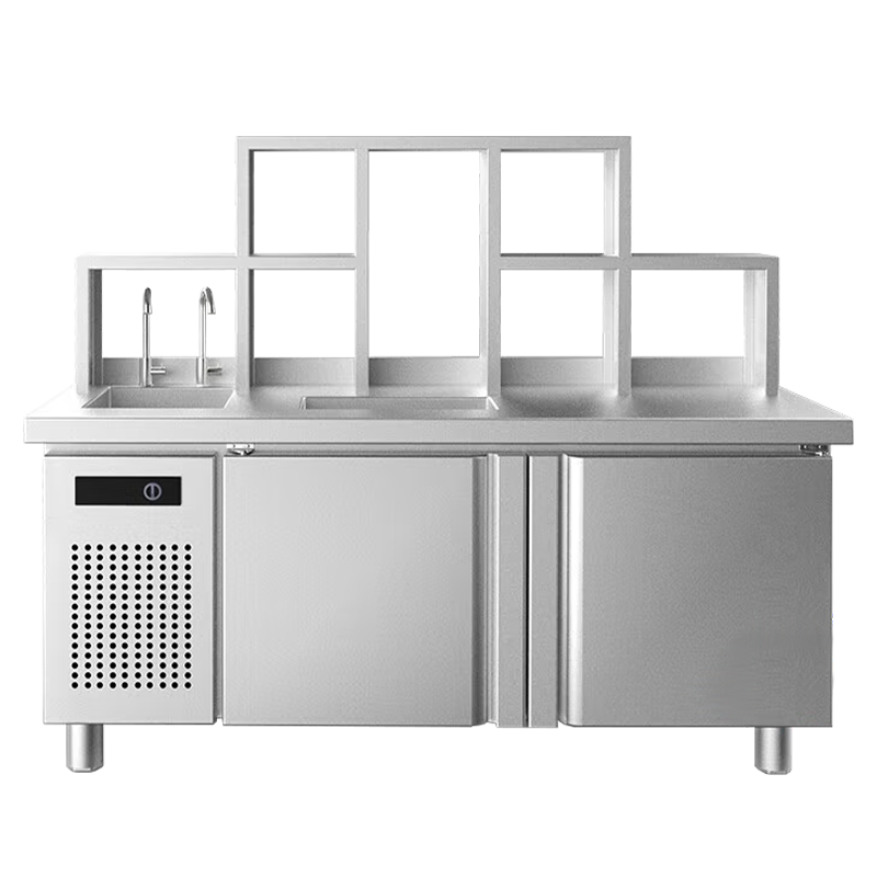 乐创(lecon)奶茶店设备全套咖啡店贡茶台厨房冷藏冷冻工作台冰柜水吧台奶茶店操作台 冷藏款1.8m