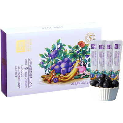 长白山人参红参烟酰胺蓝莓汁饮品干货礼盒营养滋补红参饮品300g*1盒