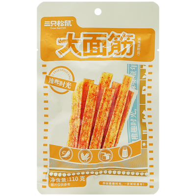 三只松鼠约辣大面筋麻辣零食辣条怀旧解馋小吃食品大面筋110g*10袋