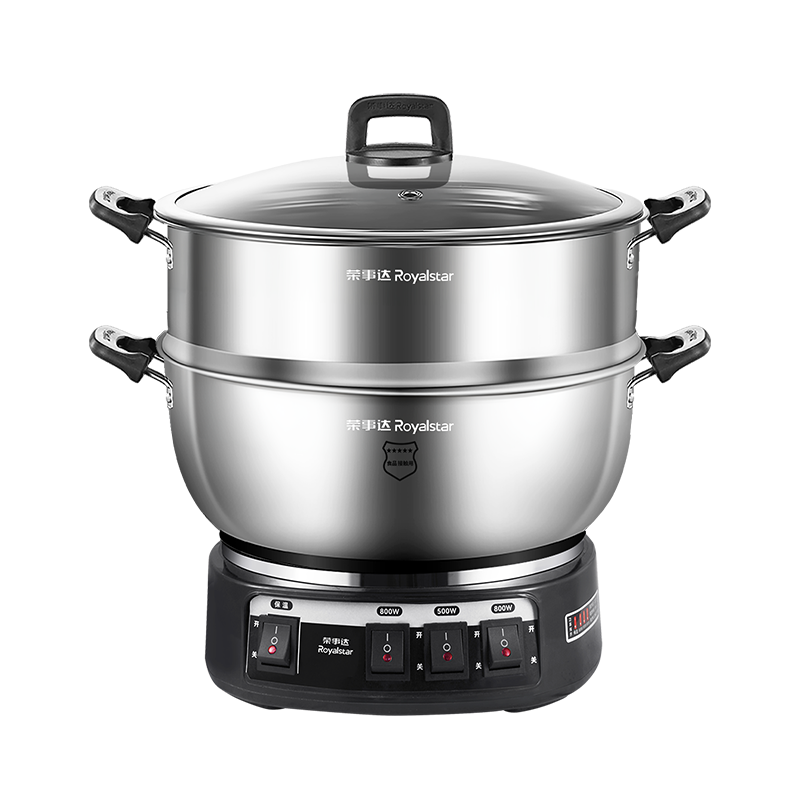 荣事达(Royalstar)电炒锅电蒸锅电煮锅山东锅家用不锈钢炖蒸煮不粘锅一体多功能蒸笼蒸包子 RS-FG34 单笼