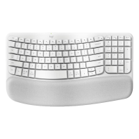 罗技(Logitech)WAVE KEYS无线人体工程学键盘蓝牙软垫掌托办公舒适-米白色