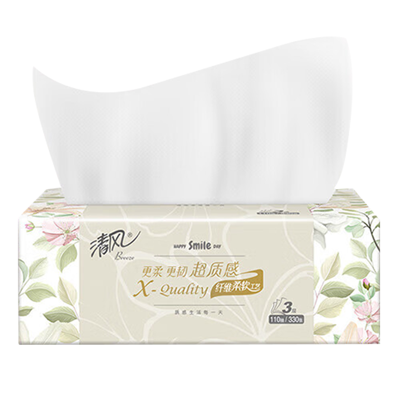 清风抽纸超质感餐巾纸3层110抽*36包BR33SXE1(包装随机)