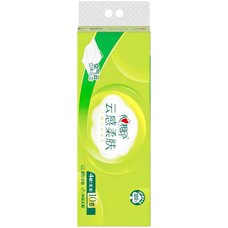 心相印卫生纸四层立体压花无芯厕卷纸70g*10卷*2提RW3410
