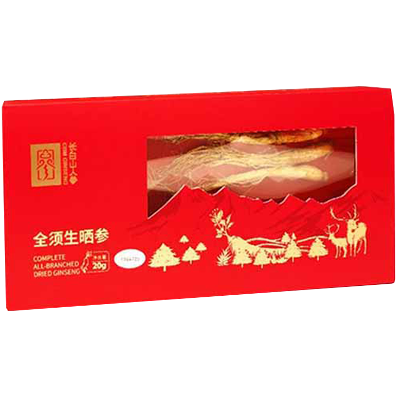 长白山人参全须生晒参50-60全须生晒参礼盒20g*4盒
