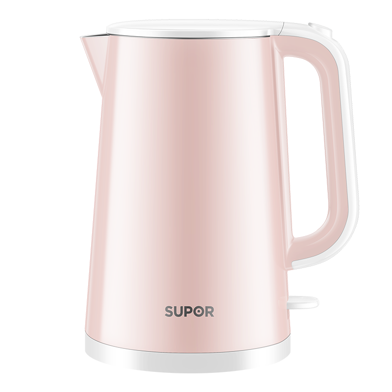 苏泊尔(SUPOR)电水壶烧水壶双层防烫电热水壶家用大容量304不锈钢烧水壶电热水壶1.7L 17E05D 粉色