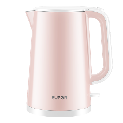 苏泊尔(SUPOR)电水壶烧水壶双层防烫电热水壶家用大容量304不锈钢烧水壶电热水壶1.7L 17E05D 粉色
