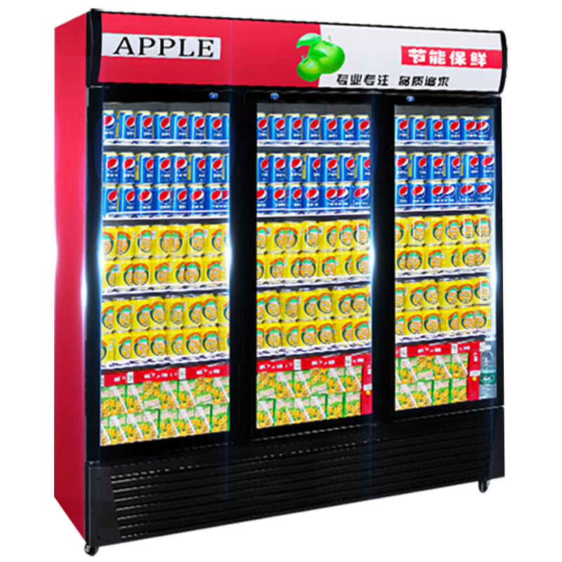Lecon/乐创三门红黑风冷展示柜 冷藏柜红黑色商用冰柜冰箱啤酒饮品保鲜柜 饮料单门冷柜 陈列柜900 LC-ZDG01