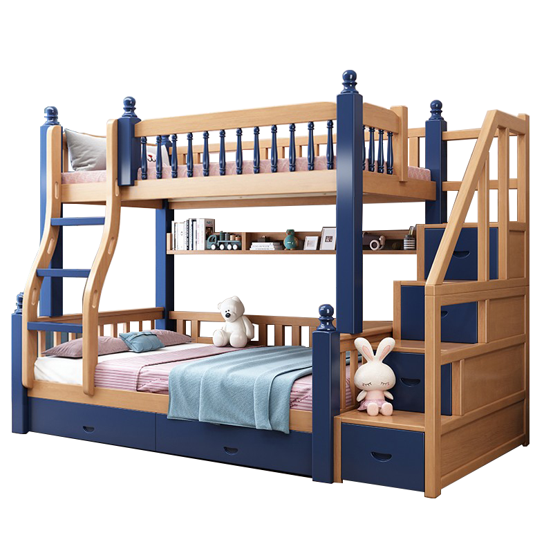 欧梵森 现代简约简易床胡桃木全实木儿童床子母床上下床双层床高低床木质成人床大人床双人床多功能母子床上下铺木床宿舍床