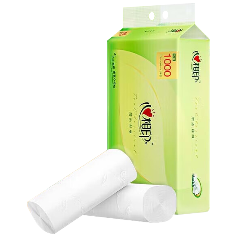 心相印卫生纸茶语无芯卷纸四层100g*10卷*3提RW1310