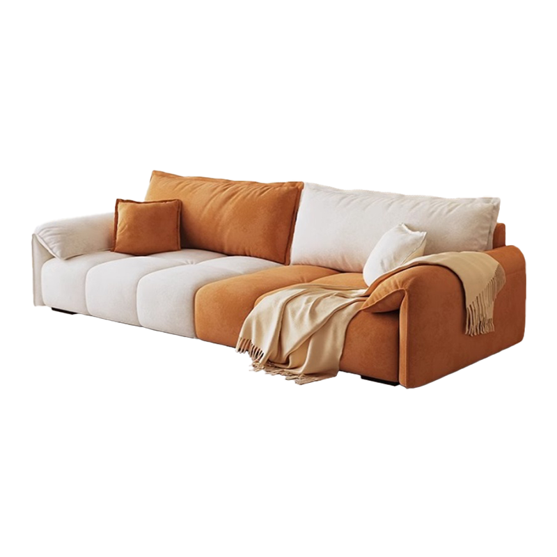 欧梵森现代简约拼色直排泡芙沙发大小户型客厅家具奶油风科技绒布沙发时尚网红款