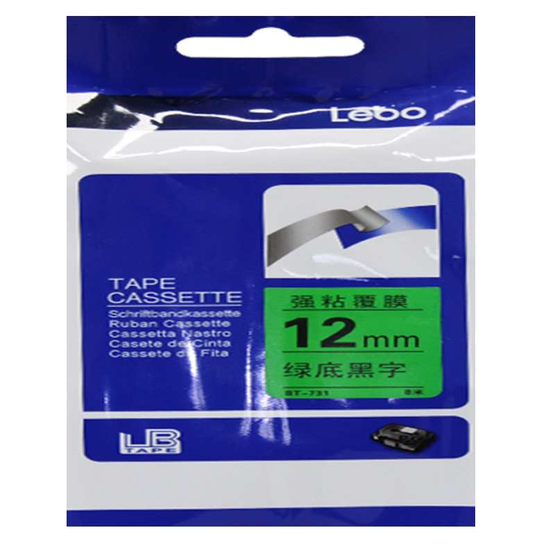 丽硕 标签色带 绿底黑字 12mm