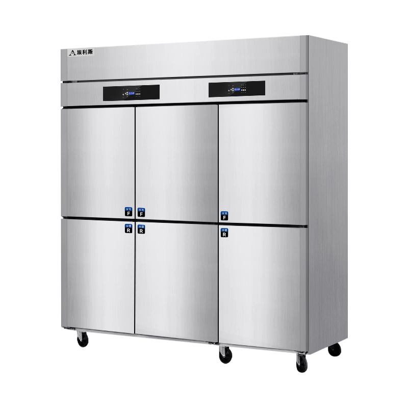 埃利斯(AILISI)风冷商用厨房冰箱 立式六开门不锈钢厨房冰箱冰柜 风冷厨房冰箱后厨保鲜设备全铜管LS-1800冷冻