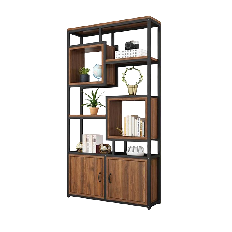 易企采 多层落地铁艺书架 屏风玄关隔断柜 镂空收纳展示架 办公室隔断柜置物架30*80*200CM 单位 ;组