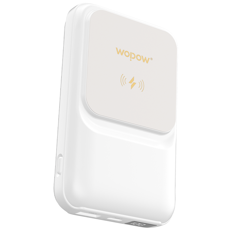 沃品(WOPOW) LW03 充电宝自带双线22.5w超级快充 数显15w无线充迷你便携移动电源 白色 10000mAh