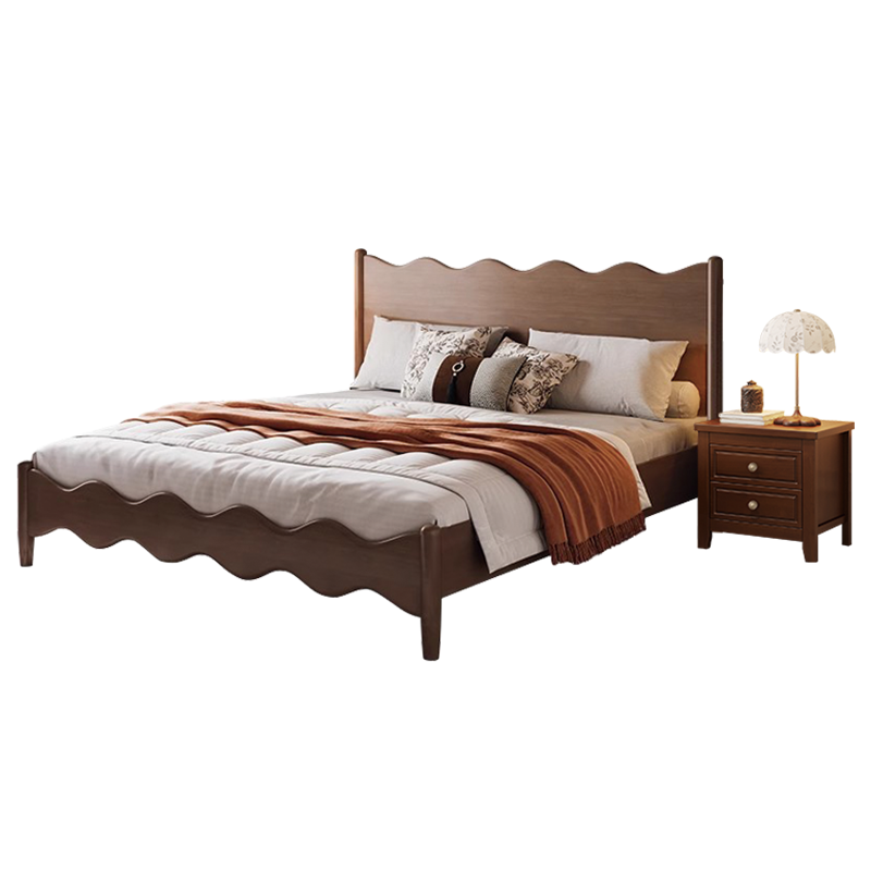 欧梵森 床 国潮新中式轻奢橡胶木床实木床双人床1.8米床1.5m床现代简约卧室主卧大床现代婚床实木家具床