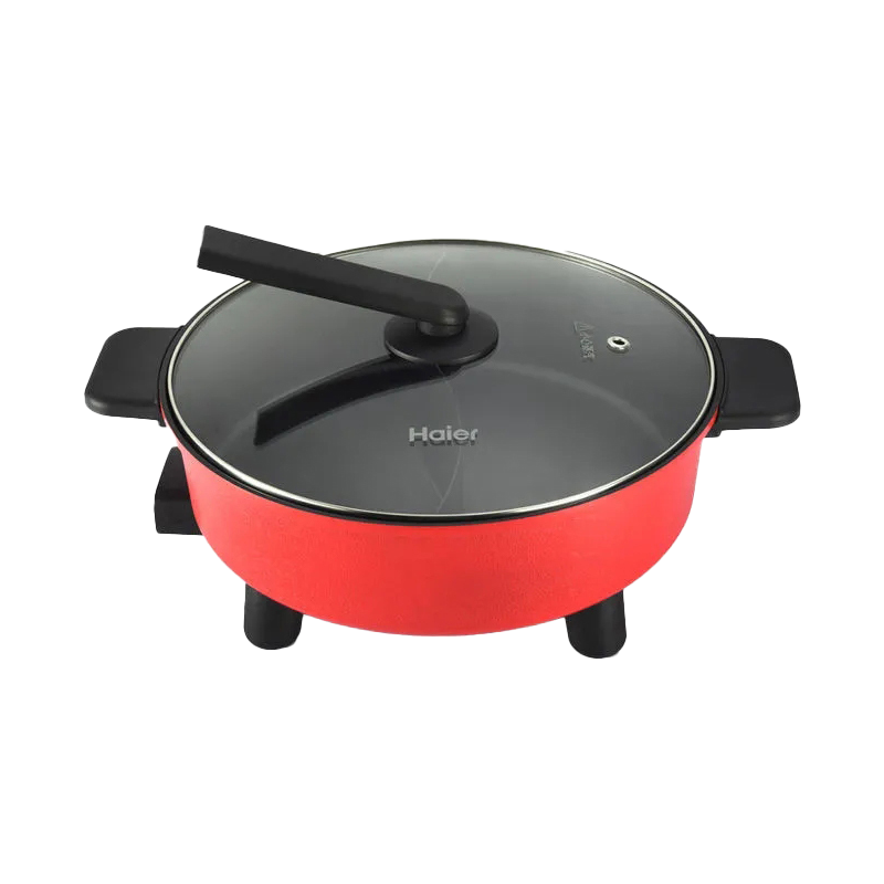 海尔(Haier)电火锅红色HD-50XY3R无极调温美味一锅尽享 煎炸煮炖焖涮 不沾涂层易清洁