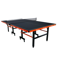 健伦桌家用室内标准可折叠移动专业比赛乒乓球台黑橙带轮JLP318GC