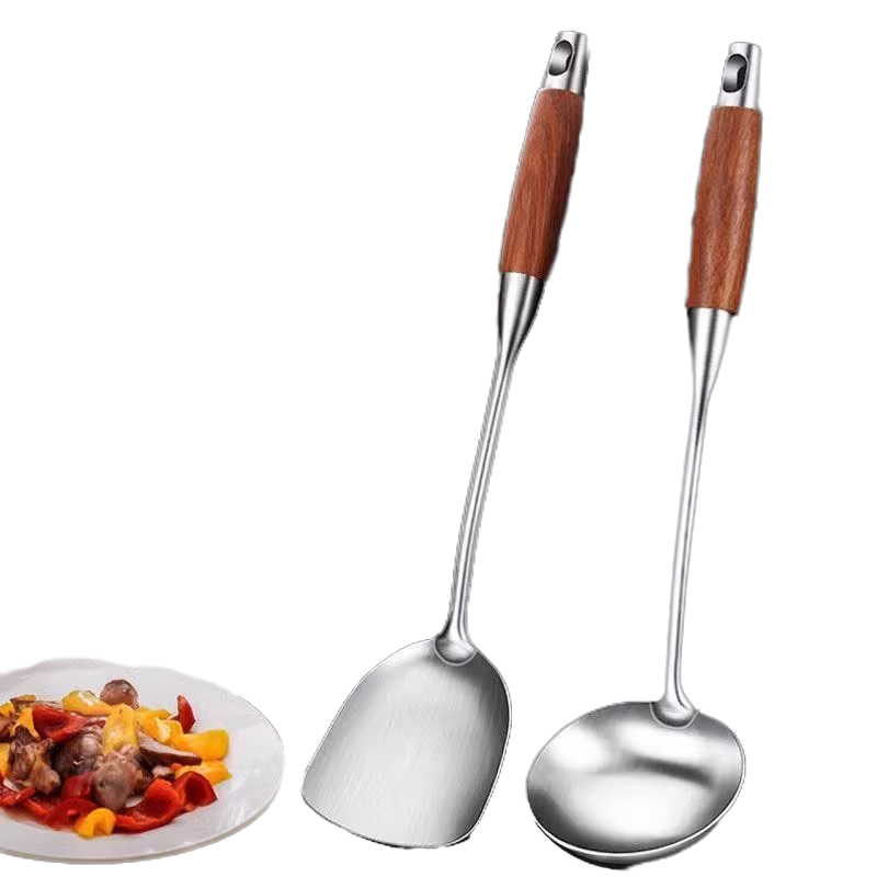 花梨木316不锈钢锅铲套装炒菜铲子汤勺漏勺煎铲厨具家用全套炒勺L7163
