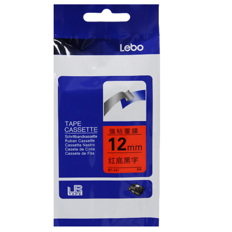 丽硕 标签色带 红底黑字 12mm