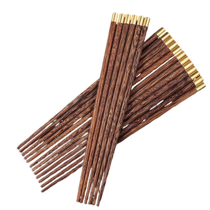 张小泉鸡翅木筷子家用无漆无蜡高档木质筷子10双家庭套装快子实木圆筷B7163