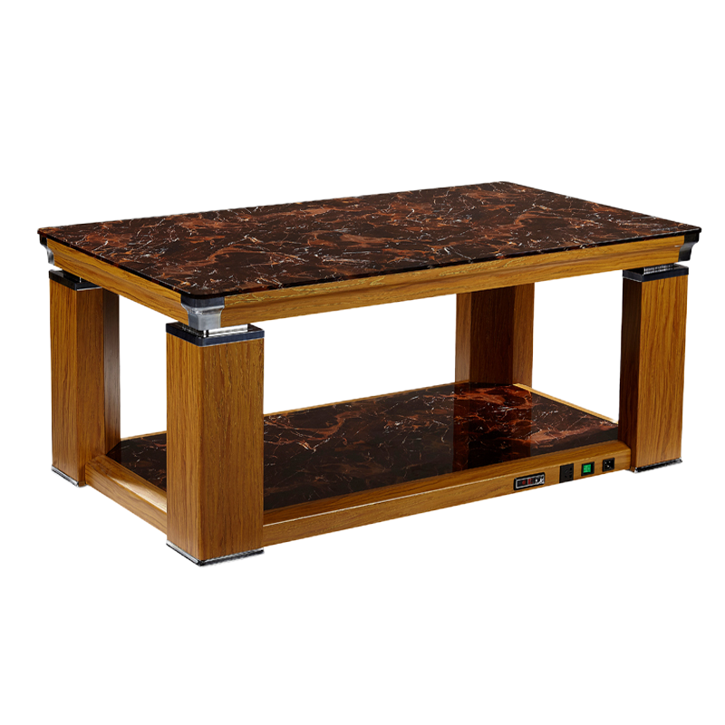 美之家电暖桌取暖桌电暖炉升降电暖茶几烤火桌家用长方形电炉桌子客厅电烤桌 庆典七彩大理-金丝楠150*85CM升降中层发热